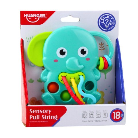 Grzechotka Słonik Zielony Sensoryczny Ruchome Elementy LEAN Toys