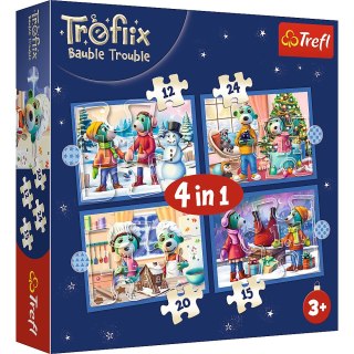 Puzzle - 4w1 - U Treflików pada śnieg Trefl 34657 Trefl Puzzle