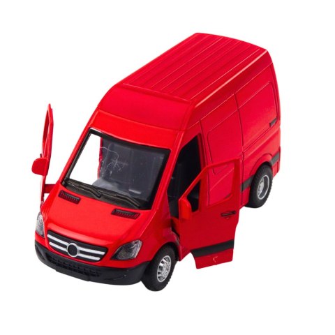 Samochód Dostawczy Metalowy Czerwony 1:32 Światła Dźwięki LEAN Toys
