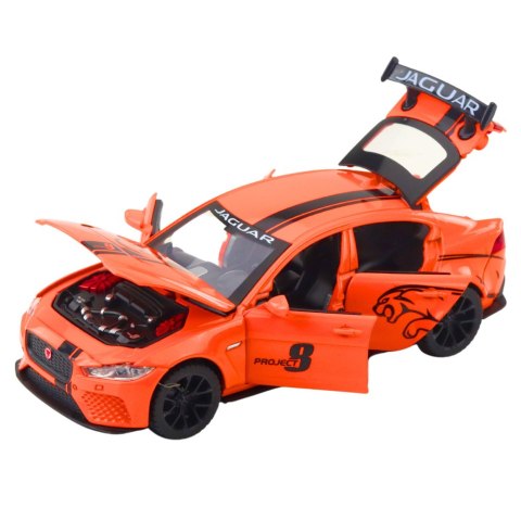 Samochód Metalowy Jaguar Światła Dżwieki Pomarańczowy LEAN Toys