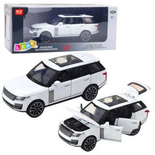 Auto Range Rover Metalowe Suv Białe 1:32 Światła Dźwięki LEAN Toys