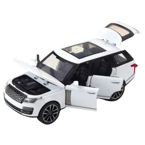 Auto Range Rover Metalowe Suv Białe 1:32 Światła Dźwięki LEAN Toys