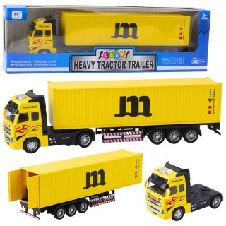 Ciężarówka Z Kontenerem Metalowa Kabina Napęd Pull Back Żółta LEAN Toys