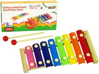 Cymbałki Dzwonki Drewniane Kolorowe 8 Tonów Pałeczki LEAN Toys