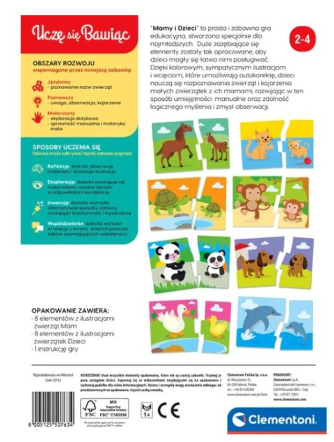 Gra edukacyjna Puzzle Mamy i Dzieci Język Polski Zwierzęta Uczę się Bawiąc Clementoni 50763 Clementoni