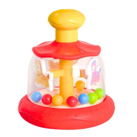 Interaktywna Karuzela Bączek Z Kulkami Dla Malucha Czerwony LEAN Toys