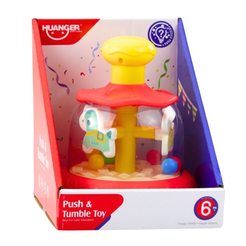 Interaktywna Karuzela Bączek Z Kulkami Dla Malucha Czerwony LEAN Toys