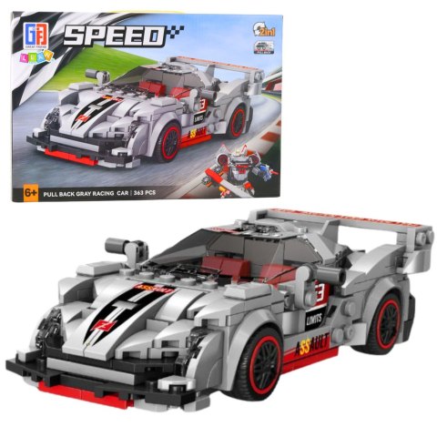Klocki Konstrukcyjne Auto Sportowe Robot 2w1 Szary 363 el. LEAN Toys