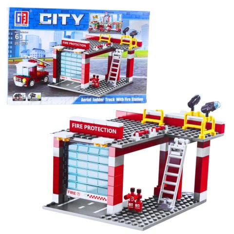 Klocki Konstrukcyjne Baza Garaż Straży Pożarnej 203-210 el. LEAN Toys