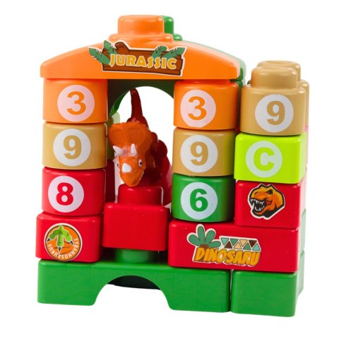 Klocki Konstrukcyjne Edukacyjne W Plecaku Dinozaury Cyfry Litery 26 el. LEAN Toys