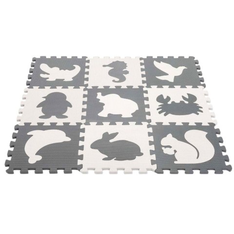 Miękkie Puzzle Mata Edukacyjna Dinozaury Pianka EVA Beżowe Szare 9 el. LEAN Toys
