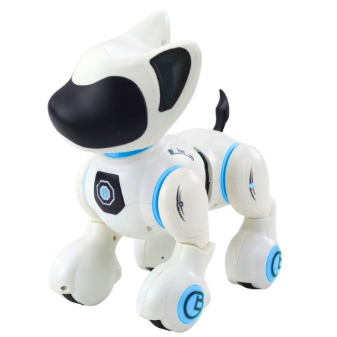 Piesek Interaktywny Robot Pies Pilot Światło Dźwięk Biały Niebieski LEAN Toys