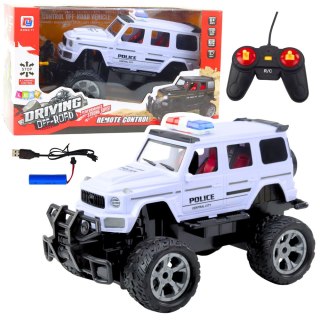 Samochód Terenowy Policyjny Zdalnie Sterowany RC Biały 1:12 LEAN Toys