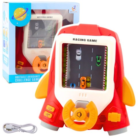 Symulator Jazdy Dla Dzieci Rakieta Kierownica Dźwięki Czerwona LEAN Toys