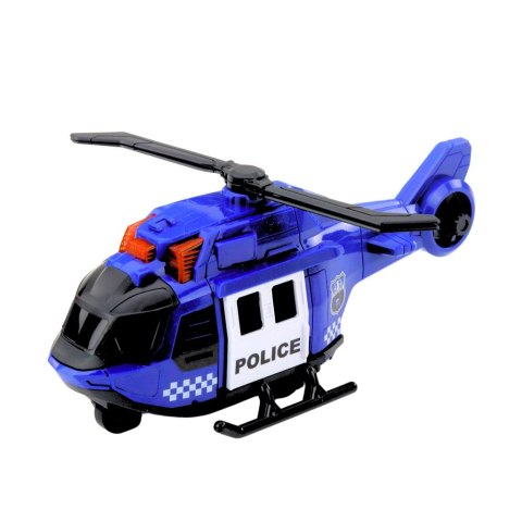 Zestaw Ciężarówka Policyjna Helikopter Auto Radiowóz Światła Dźwięki LEAN Toys