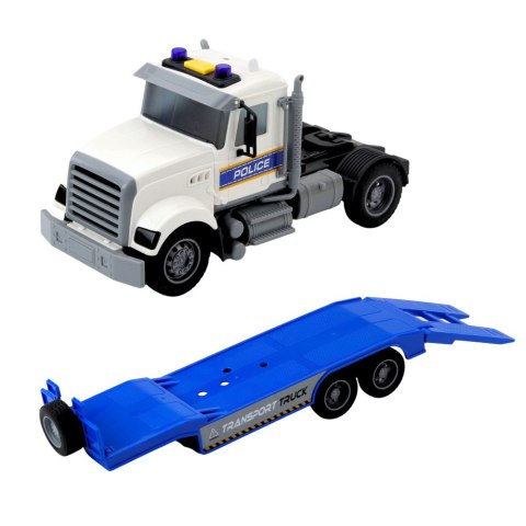 Zestaw Ciężarówka Policyjna Transportowa Helikopter Światła Dźwięki LEAN Toys