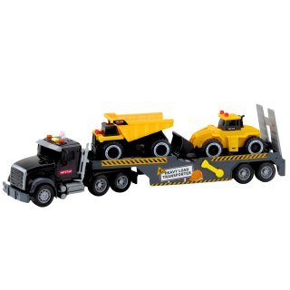 Zestaw Ciężarówka Wywrotka Koparka Świata Dźwięki Czarna LEAN Toys