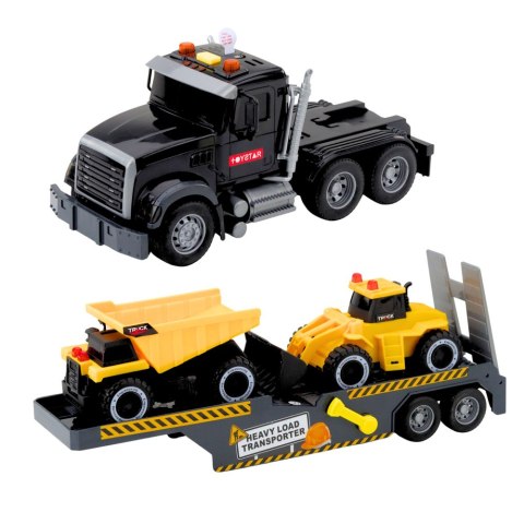 Zestaw Ciężarówka Wywrotka Koparka Świata Dźwięki Czarna LEAN Toys