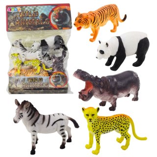 Zestaw Figurki Dzikie Zwierzęta Safari Tygrys Gepard Zebra Panda 5 szt. LEAN Toys