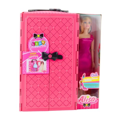 Zestaw Lalka Z Szafą Akcesoria Różowa Ubrania Dodatki Moda Przebieranki LEAN Toys
