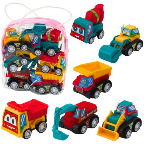 Zestaw Mini Autka Budowlane Z Napędem W Torebce 6szt. LEAN TOYS