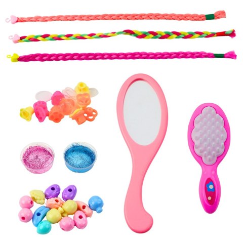 Zestaw Piękności do Stylizacji Włosów Warkocze Koraliki Brokat Szczotka LEAN Toys