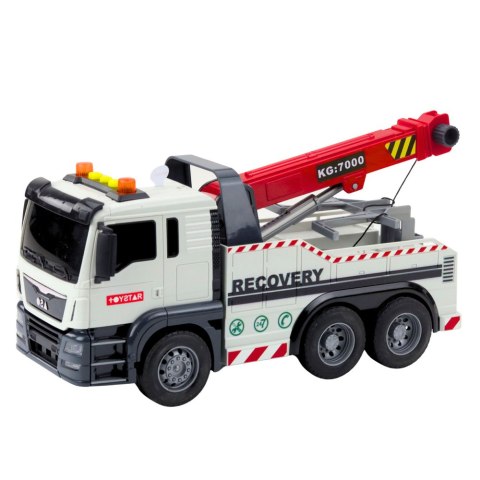 Ciężarówka Budowlana Z Regulowanym Dźwigiem Światła Dźwięki Biała LEAN Toys