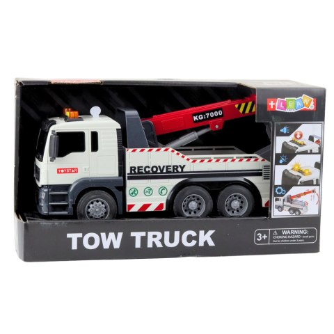 Ciężarówka Budowlana Z Regulowanym Dźwigiem Światła Dźwięki Biała LEAN Toys
