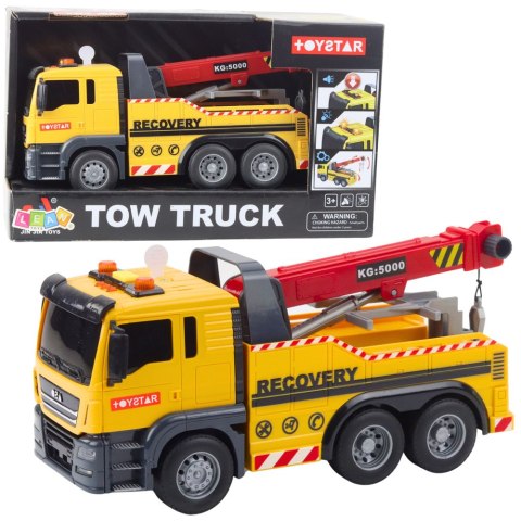 Ciężarówka Budowlana Z Regulowanym Dźwigiem Światła Dźwięki Żółta LEAN Toys