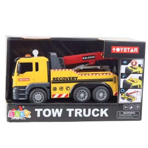 Ciężarówka Budowlana Z Regulowanym Dźwigiem Światła Dźwięki Żółta LEAN Toys