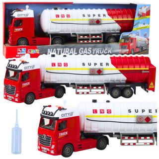 Ciężarówka Cysterna Pompowanie Wody Światła Dźwięki Biało-Czerwona LEAN Toys