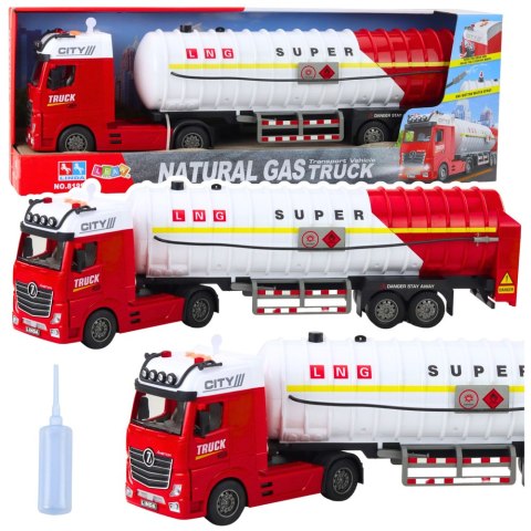 Ciężarówka Cysterna Pompowanie Wody Światła Dźwięki Biało-Czerwona LEAN Toys