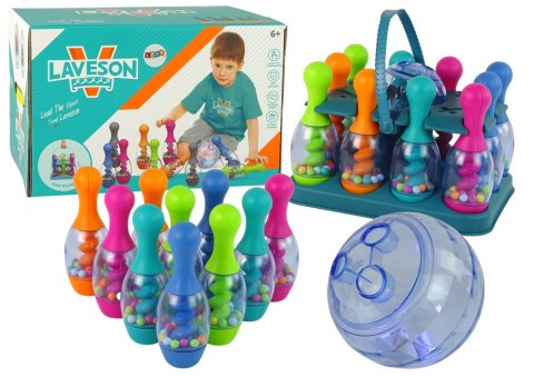 Gra Zręcznościowa Kręgle Z Kuleczkami Kula Mieniąca Się Stojak LEAN Toys