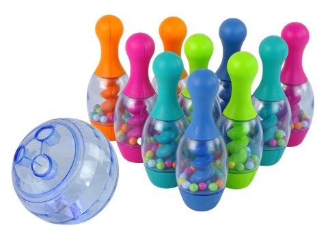 Gra Zręcznościowa Kręgle Z Kuleczkami Kula Mieniąca Się Stojak LEAN Toys