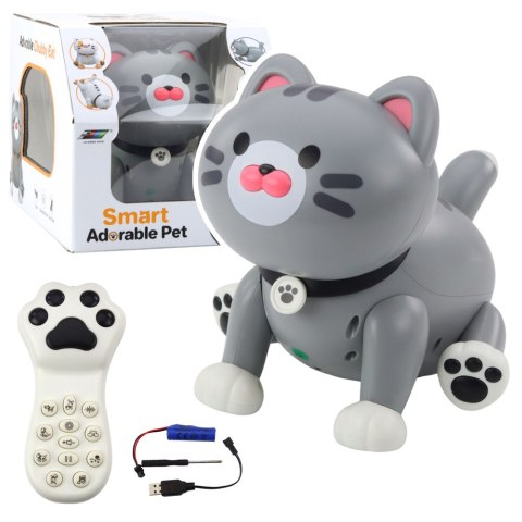Interaktywny Robot Kotek Zdalnie Sterowany RC Pilot Szary LEAN Toys