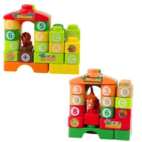 Klocki Konstrukcyjne Edukacyjne W Torbie Dinozaury Cyfry Litery 91 el. LEAN Toys