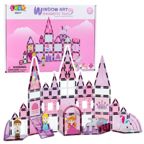 Klocki Magnetyczne Okienka Dla Dziewczynki Różowe 50 el. LEAN Toys