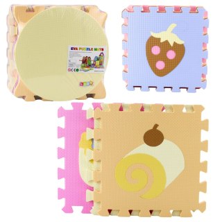 Miękkie Puzzle Mata Edukacyjna Pianka EVA Owoce Słodycze Pastelowe 16 el. LEAN Toys