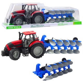 Traktor Rolniczy Farmerski Z Pługiem Napęd Czerwony LEAN Toys