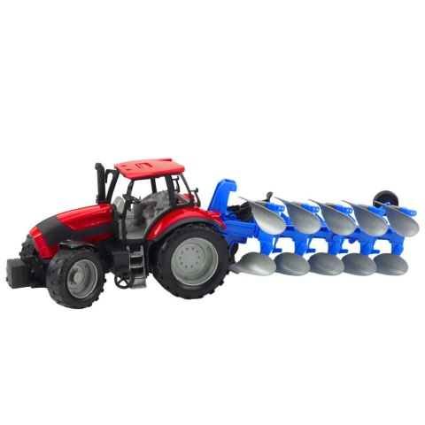 Traktor Rolniczy Farmerski Z Pługiem Napęd Czerwony LEAN Toys
