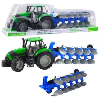 Traktor Rolniczy Farmerski Z Pługiem Napęd Zielony LEAN Toys