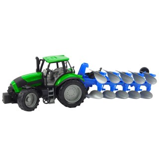 Traktor Rolniczy Farmerski Z Pługiem Napęd Zielony LEAN Toys
