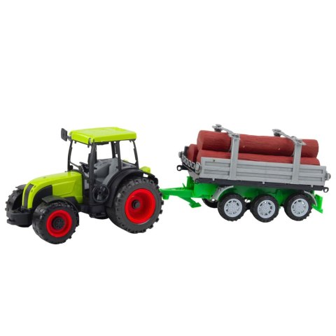 Traktor Rolniczy Farmerski Z Przyczepą Do Drewna Kłody Zielony LEAN Toys