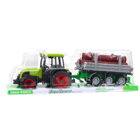 Traktor Rolniczy Farmerski Z Przyczepą Do Drewna Kłody Zielony LEAN Toys