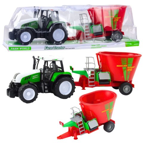 Traktor Rolniczy Farmerski Z Przyczepą Mieszalnik Paszy Zielony LEAN Toys