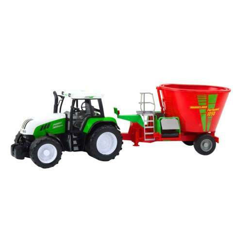 Traktor Rolniczy Farmerski Z Przyczepą Mieszalnik Paszy Zielony LEAN Toys