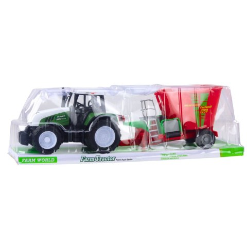 Traktor Rolniczy Farmerski Z Przyczepą Mieszalnik Paszy Zielony LEAN Toys