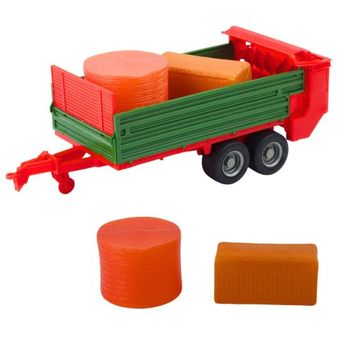 Traktor Rolniczy Farmerski Z Zieloną Przyczepą i Sianem Czerwony LEAN Toys
