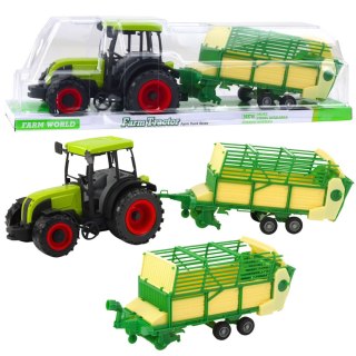 Traktor Rolniczy Farmerski Z Zielono-Żółtą Przyczepą Zielony LEAN Toys