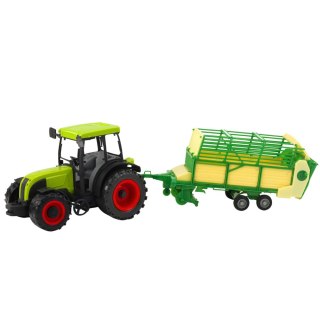 Traktor Rolniczy Farmerski Z Zielono-Żółtą Przyczepą Zielony LEAN Toys